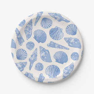 Plato De Papel Agujas marinas de la costa azul pintadas