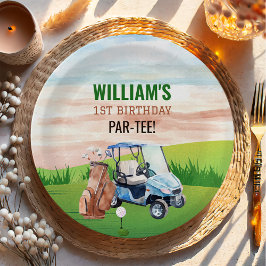 Plato De Papel Agujero acuático en un primer cumpleaños de golf