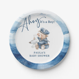 Plato De Papel Ahoy es un Baby Shower nacionalista de chicos