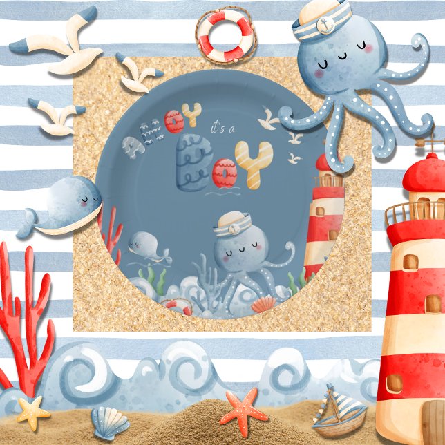 Plato De Papel Ahoy es un Baby Shower Náutico de Boy Blue (Subido por el creador)