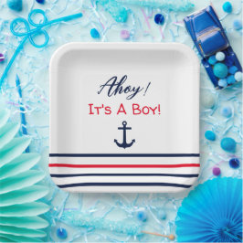 Plato De Papel ¡Ahoy es un chico! Baby Shower naumático