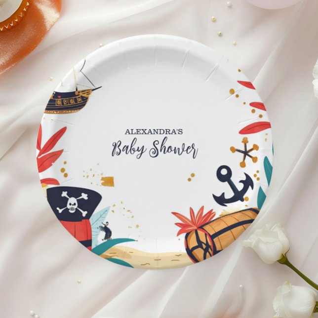 Plato De Papel Ahoy es un muchacho Barco Pirata Baby Shower Nauti (Subido por el creador)