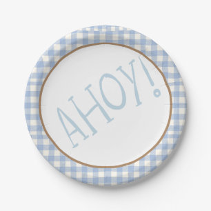 Plato De Papel Ahoy es un niño azul y blanco