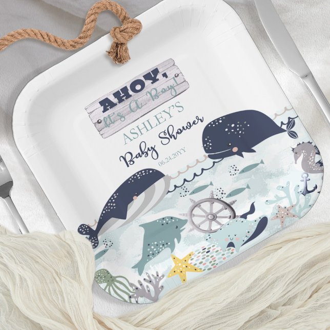 Plato De Papel Ahoy es un niño bajo el mar Baby Shower (Subido por el creador)