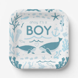 Plato De Papel Ahoy es un niño Ducha de bebé náutica