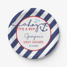 Ahoy es un niño Nautical Baby Shower Navy Red