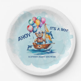 Plato De Papel Ahoy Es Un Niño Tema Náutico Baby Shower