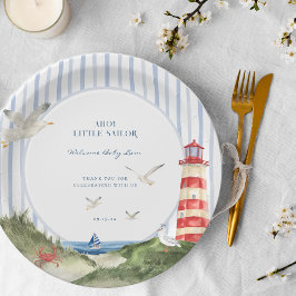 Plato De Papel Ahoy Little Sailor Nautical Baby Shower