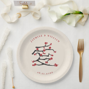 Plato De Papel Ai Chino Ama El Compromiso De Las Flores De Cerezo