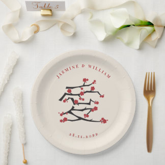 Plato De Papel Ai Chino Ama El Compromiso De Las Flores De Cerezo