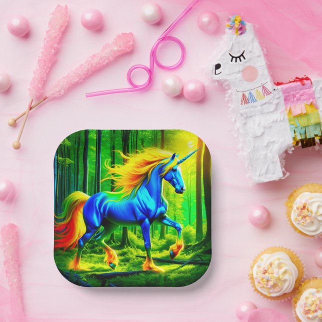 Plato De Papel Ai Unicorn (Fiesta)
