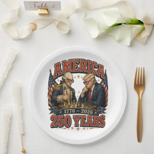 Plato De Papel Ajedrez Patriótico 250 (Boda)