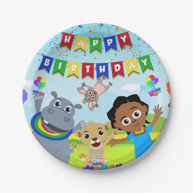 Plato De Papel Akili y la placa de papel de amigos 2 (Anverso)