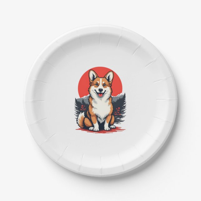 Plato De Papel Akita Inu Dog (Anverso)