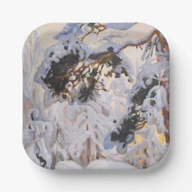 Plato De Papel Akseli Gallen-Kallela - Bosque en invierno (Anverso)