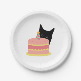 Plato De Papel Al gato le encanta el pastel