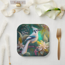 Plato De Papel Ala Verde azulada de la marea blanca Jay Fantasy B