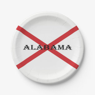Plato De Papel Alabama y Pnt de Bandera