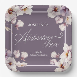 Plato De Papel Alabaster Box Purple Birday