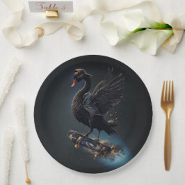 Plato De Papel Alas de la libertad el cisne negro en el patinaje.