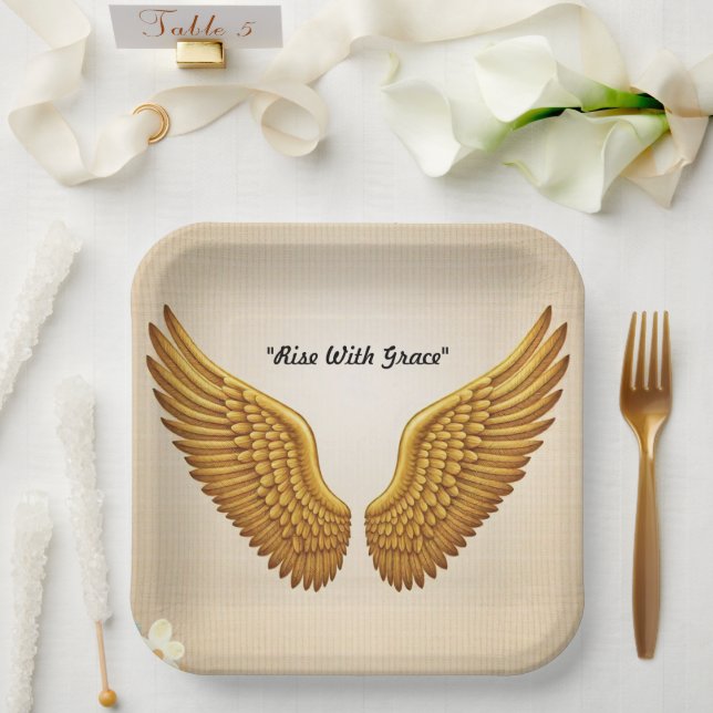 Plato De Papel Alas de Opulencia (Boda)