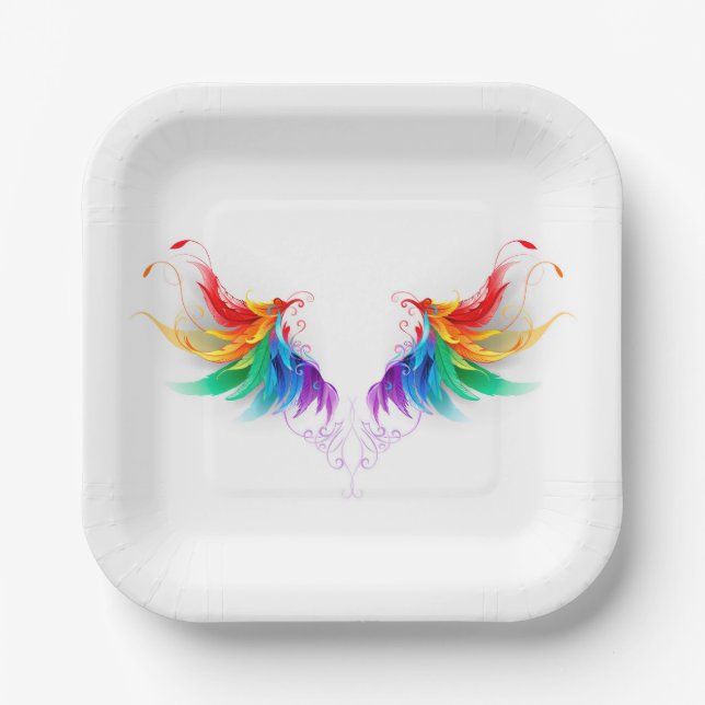Plato De Papel Alas del arco iris fluidas (Anverso)
