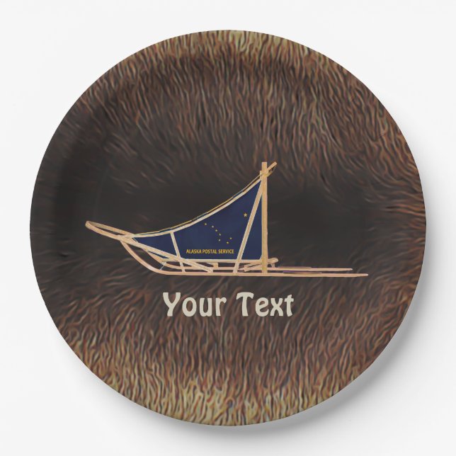 Plato De Papel Alaska Dog Sled Mail (Anverso)