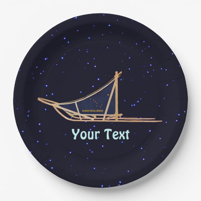 Plato De Papel Alaska Dog Sled Mail (Anverso)