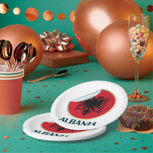 Plato De Papel Albania Emblema de águila de doble cabeza