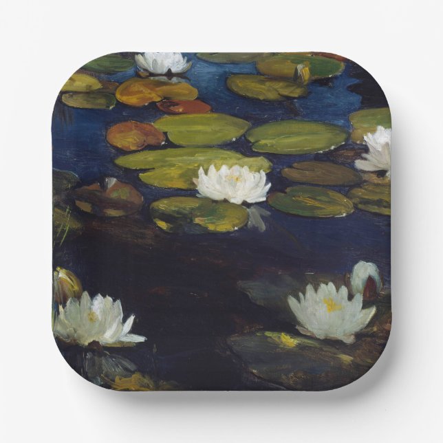Plato De Papel Albert Edelfelt - Water Lilies, Estudio (Anverso)
