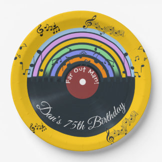 Plato De Papel Álbum de vinilo notas musicales arcoíris