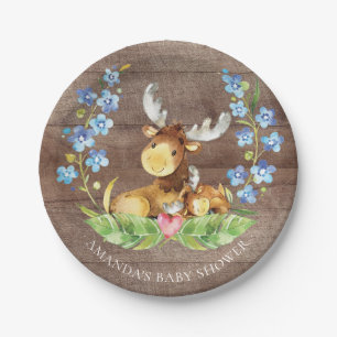 Plato De Papel Alces dulces Baby Shower 7" placa