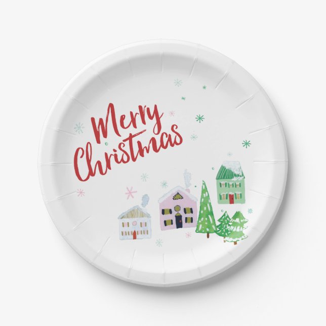 Plato De Papel Aldea de los navidades (Anverso)