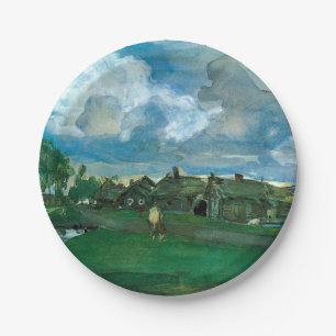 Plato De Papel Aldea rusa Valentin Serov