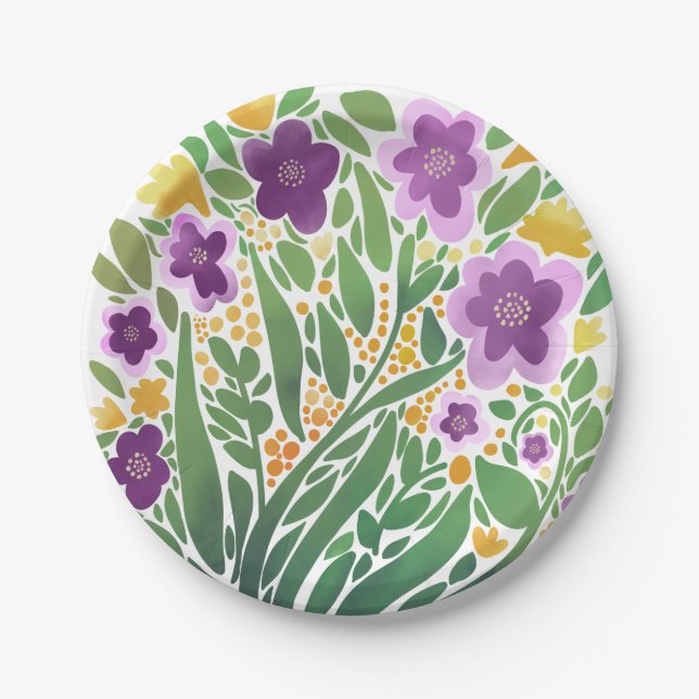 Plato De Papel Alegre Abstract Floral (Anverso)