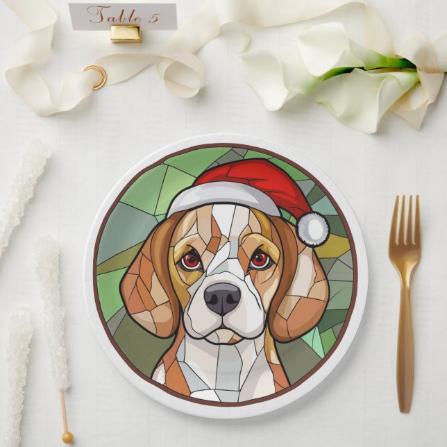 Plato De Papel Alegre canino encantador: Navidades con temática b (Boda)