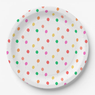 Plato De Papel Alegre cumpleaños de globos de colores