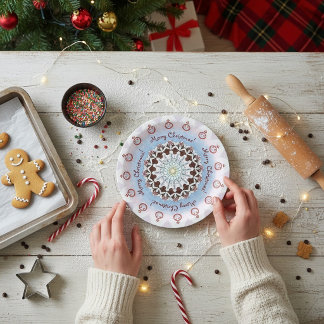 Plato De Papel Alegre Navidad Caleidoscopio