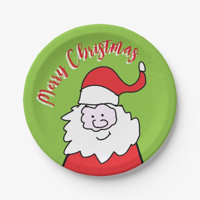Plato De Papel alegre navidad santa (Anverso)