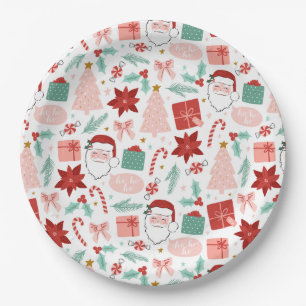 Plato De Papel Alegre Santa   Merry Christmas Paper Placas