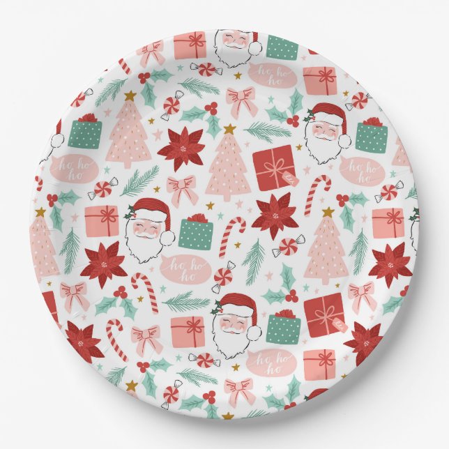 Plato De Papel Alegre Santa | Merry Christmas Paper Placas (Anverso)