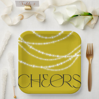 Plato De Papel Alegres de Año Nuevo iluminan elegante Moda