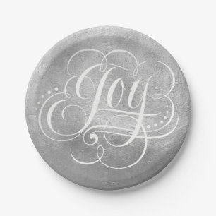 Plato De Papel Alegría a los Navidades de lujo del Relieve metali