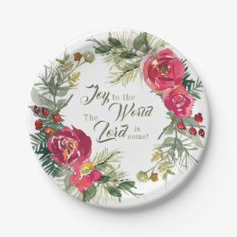 Plato De Papel Alegría al mundo El Señor ha venido, Navidades