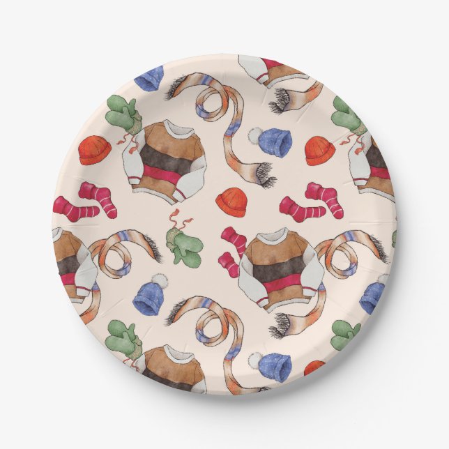 Plato De Papel Alegría de punto (lino) - Placas de papel (Anverso)