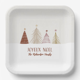 Plato De Papel Alegría Navideña Festiva Joyeux Noel Ambiente de F
