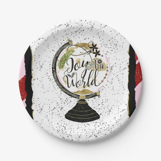 Plato De Papel Alegría para el Fiesta Rojo y Rosa de las festivid (Anverso)