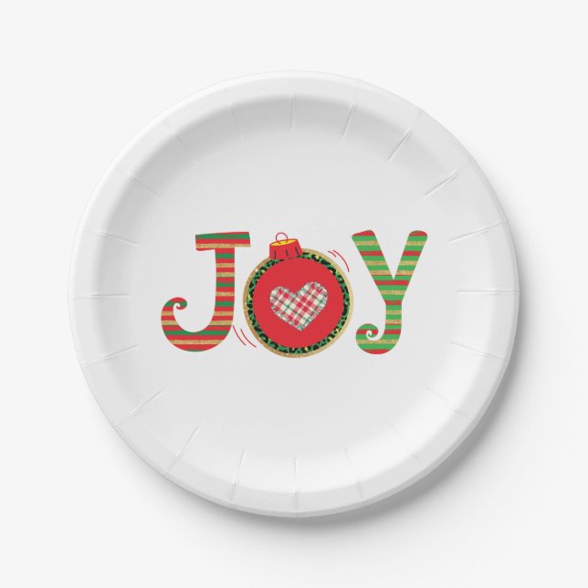 Plato De Papel Alegría Roja Verde Navidad Fiesta  (Anverso)