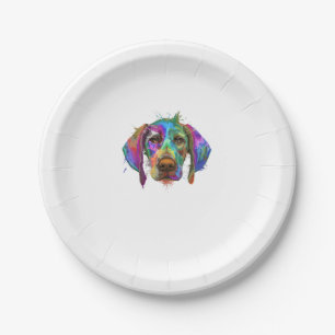 Plato De Papel Alemán de Shorthal Pointer Dog Face Colorous Pop A