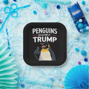 Plato De Papel Aletas de pingüino arriba resisten pingüinos contr